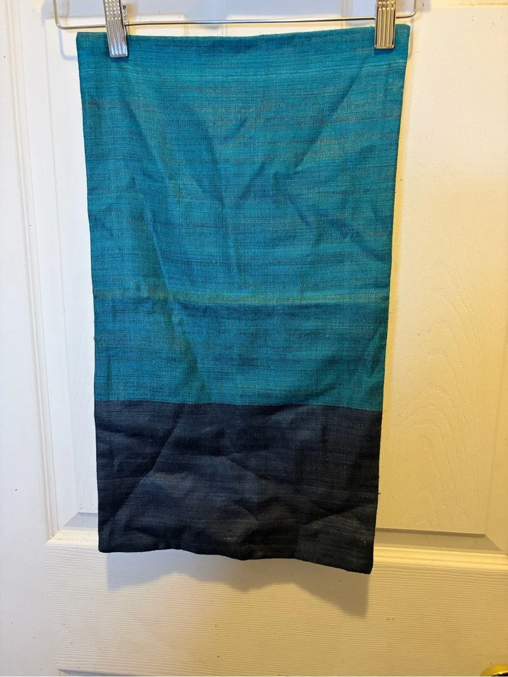 West Elm 100% Silk Teal and Navy Ombre Accent Pillow Cover 12x21